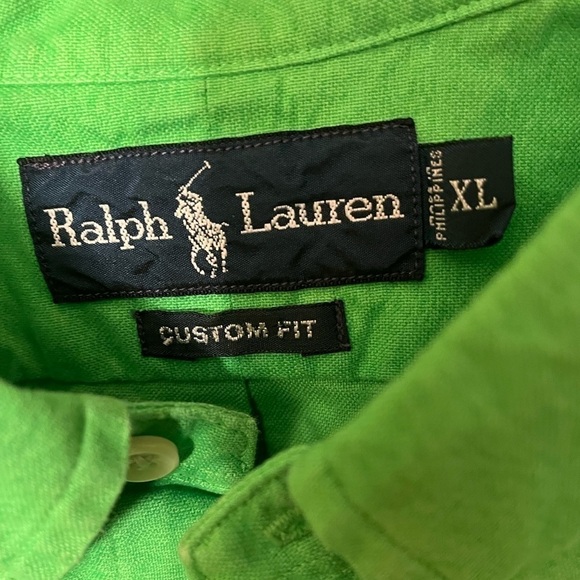 Ralph Lauren Green Custom Fit Button Down Sz XL - Picture 5 of 9
